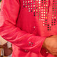 Majestic Hawa Mahal Red Mirror Kurta