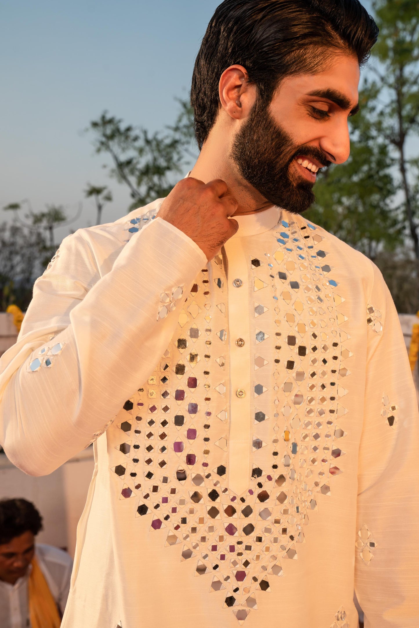 Ethereal Taj Mahal White Mirror Kurta