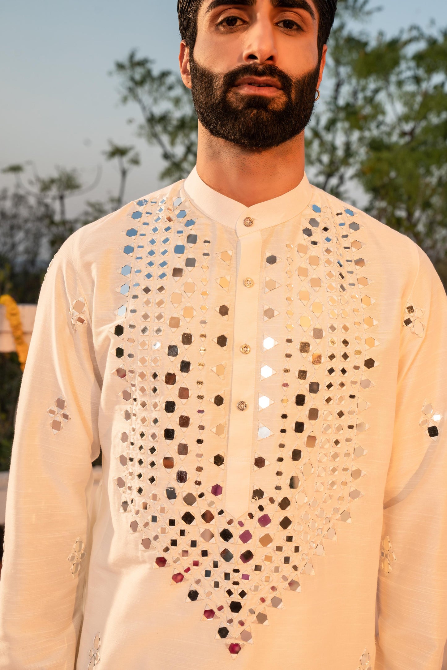 Ethereal Taj Mahal White Mirror Kurta