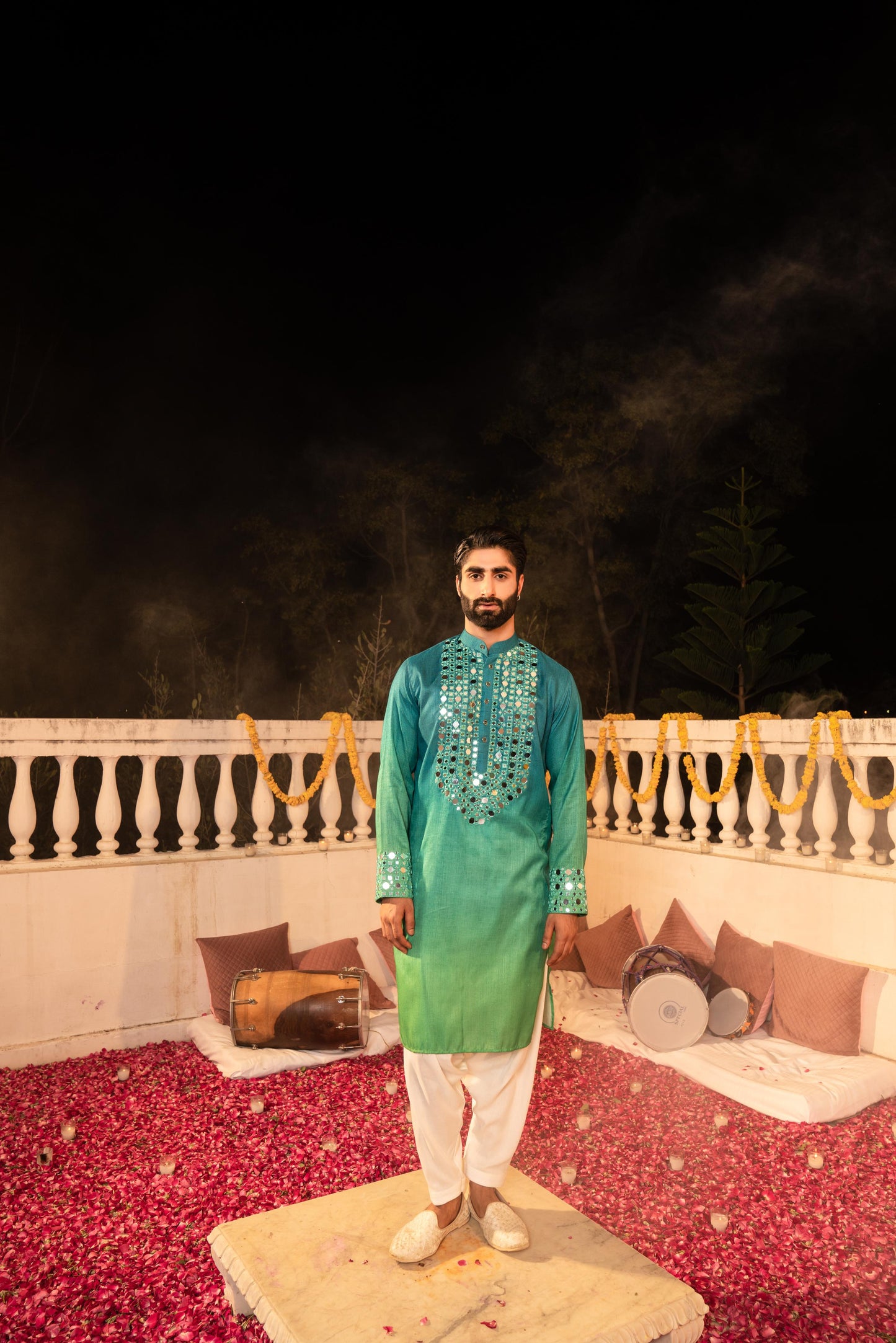 Iridescent Capri Peacock Mirror Kurta