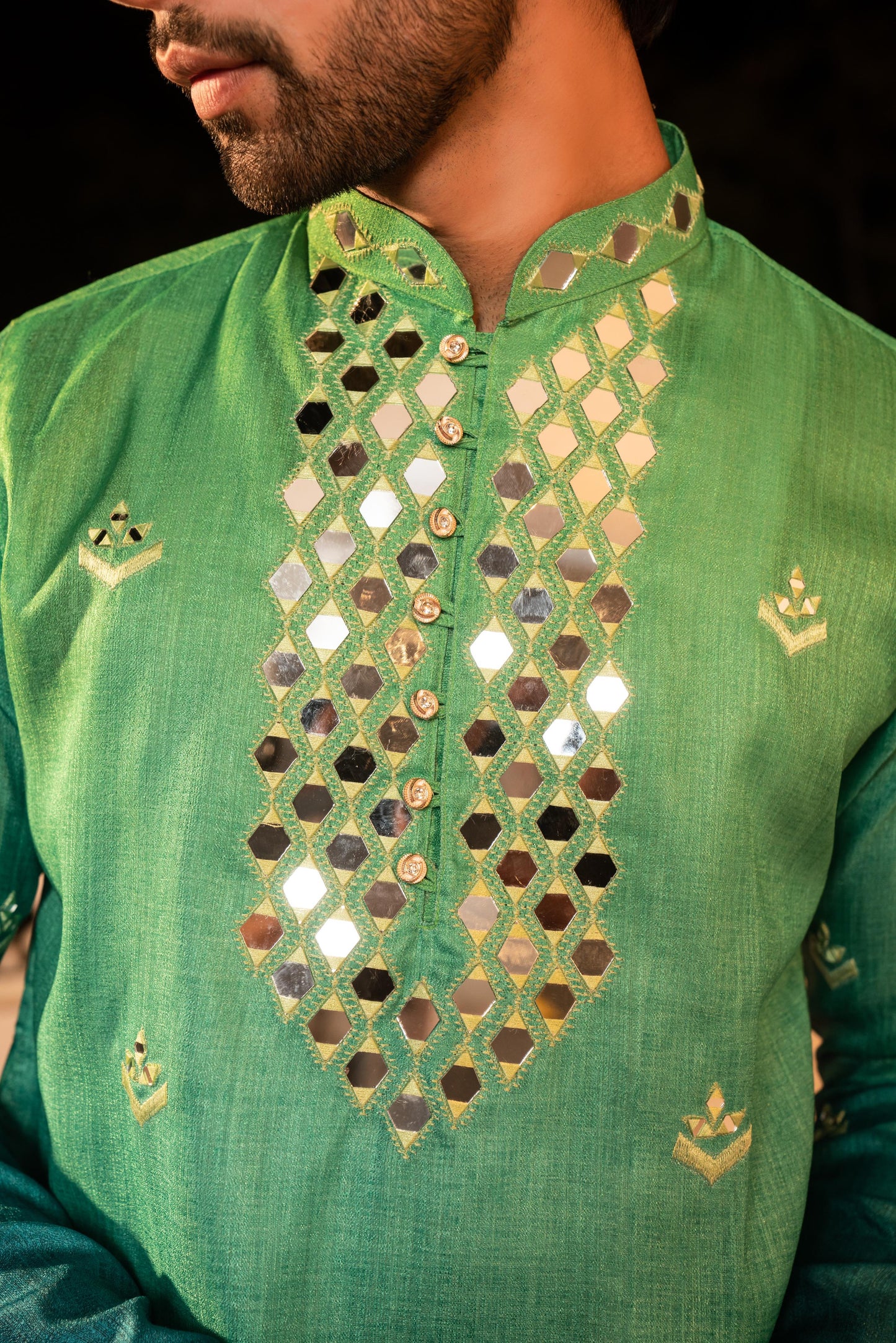 Vibrant Kingfisher Mirror Kurta