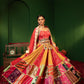 Devi Laal Peela Rang Lehenga Choli with Dupatta in Rayon Silk & Cotton Satin