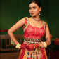 Devi Laal Peela Rang Lehenga Choli with Dupatta in Rayon Silk & Cotton Satin