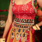 Devi Laal Peela Rang Lehenga Choli with Dupatta in Rayon Silk & Cotton Satin