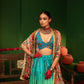 Devi Arctic Blue Lehenga in Raw Silk, Georgette & Crepe