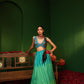 Devi Arctic Blue Lehenga in Raw Silk, Georgette & Crepe