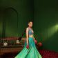 Devi Arctic Blue Lehenga in Raw Silk, Georgette & Crepe