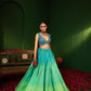 Devi Arctic Blue Lehenga in Raw Silk, Georgette & Crepe