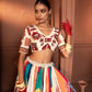 Devi White Emerald Allover Patch Work Silk Lehenga