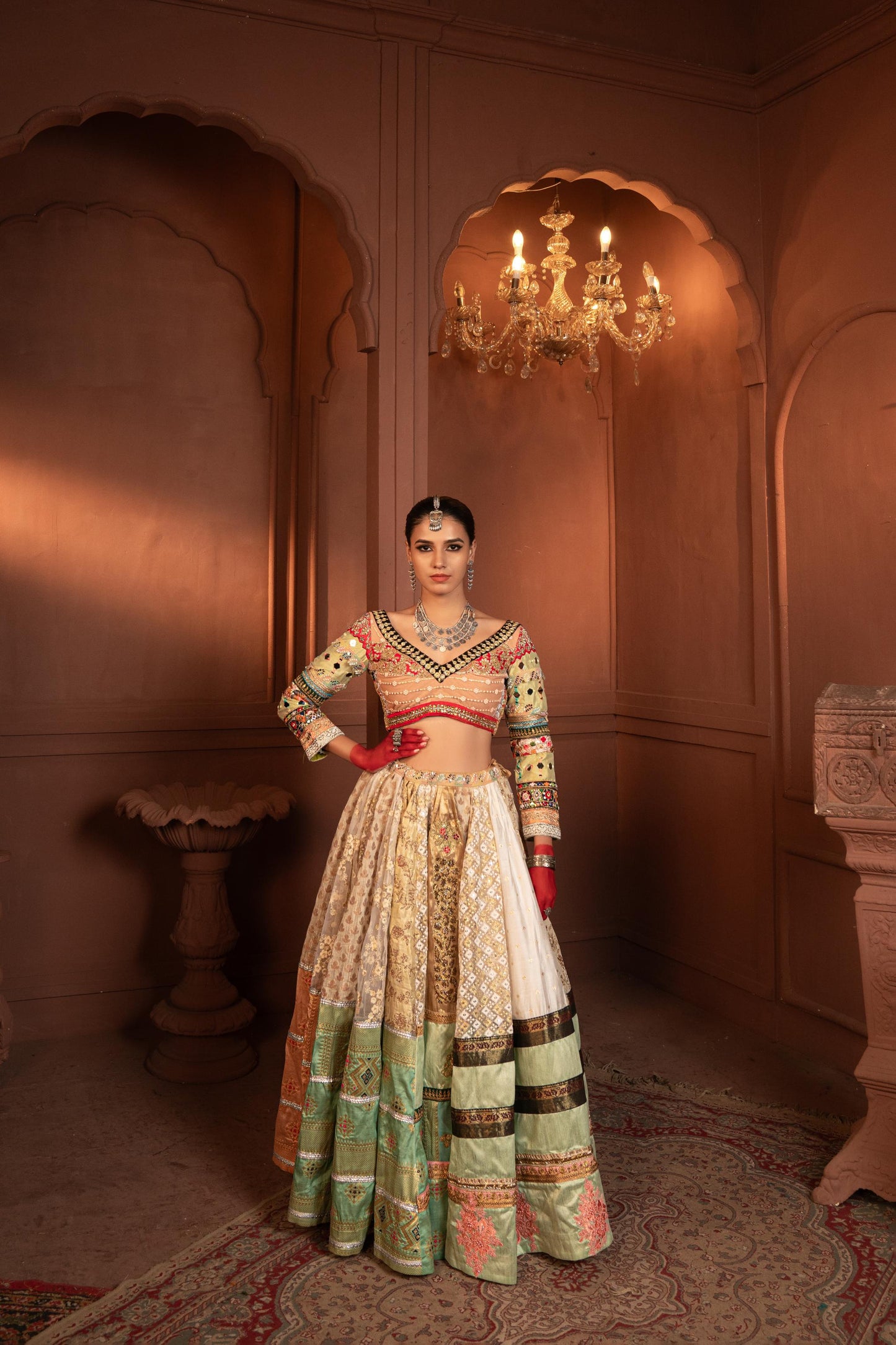 Devi Gulab Silk and Net Lehenga