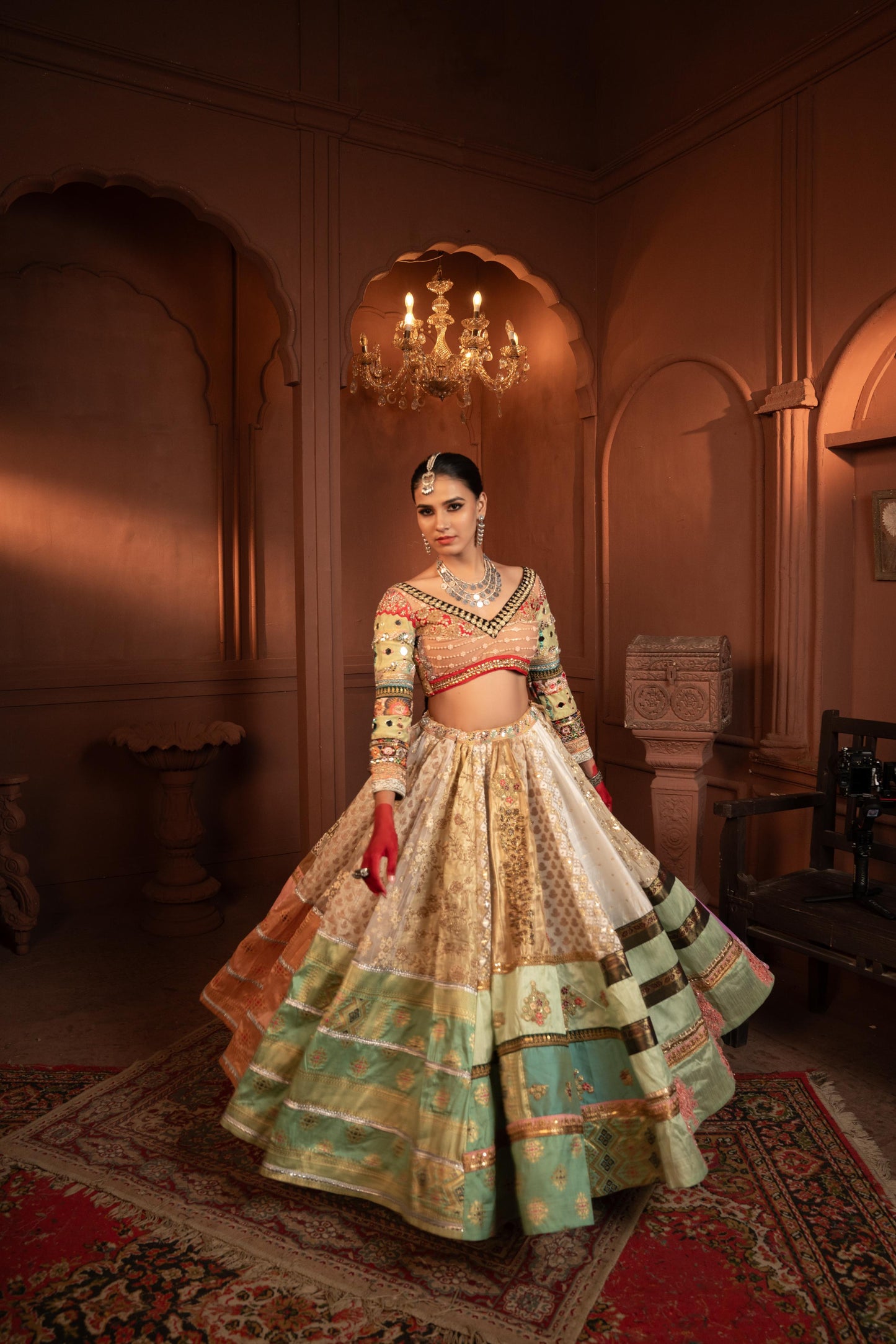 Devi Gulab Silk and Net Lehenga