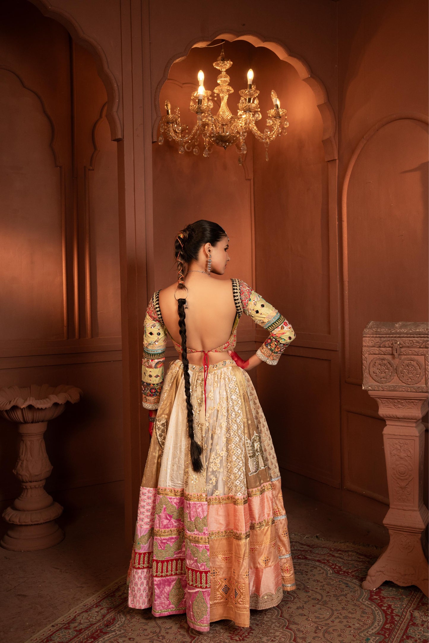 Devi Gulab Silk and Net Lehenga