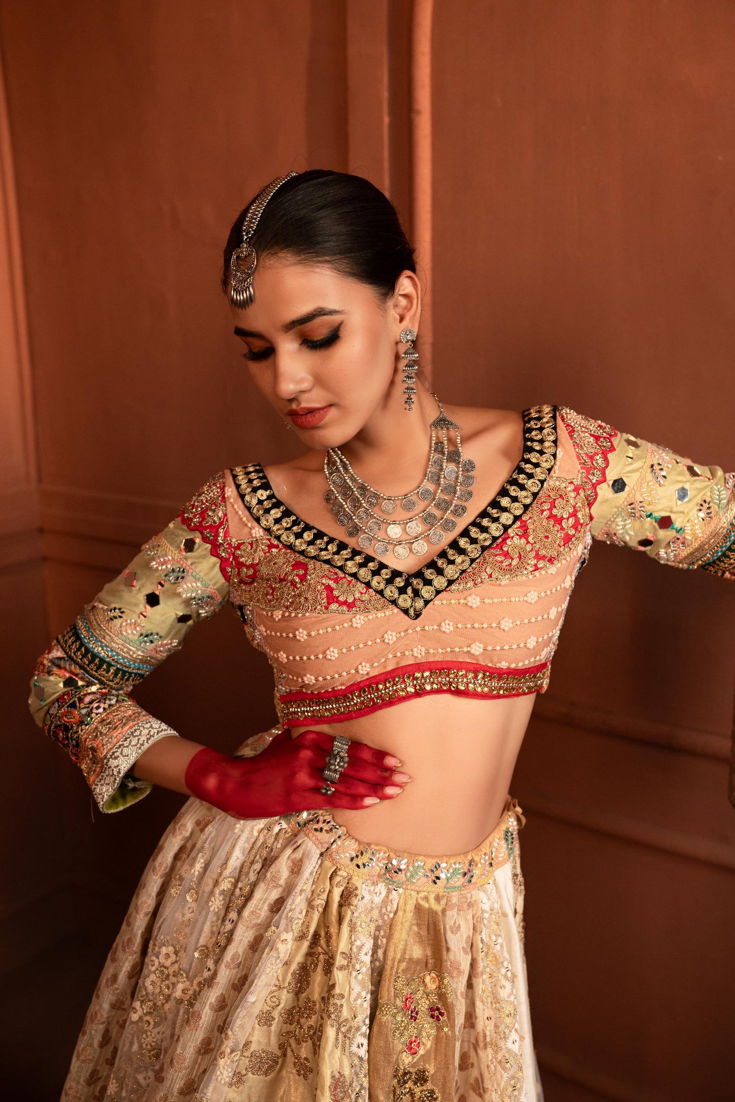 Devi Gulab Silk and Net Lehenga