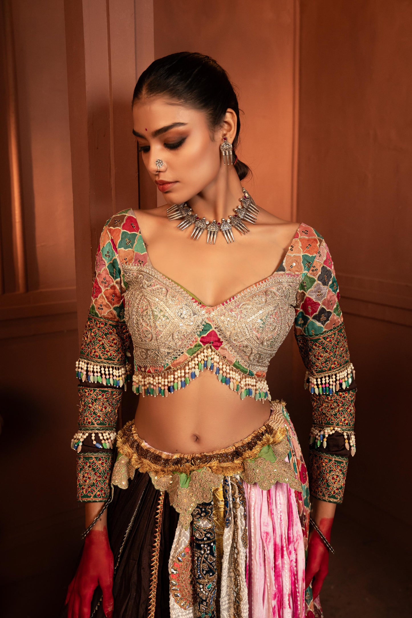 Devi Mogra Silk and Georgette Lehenga