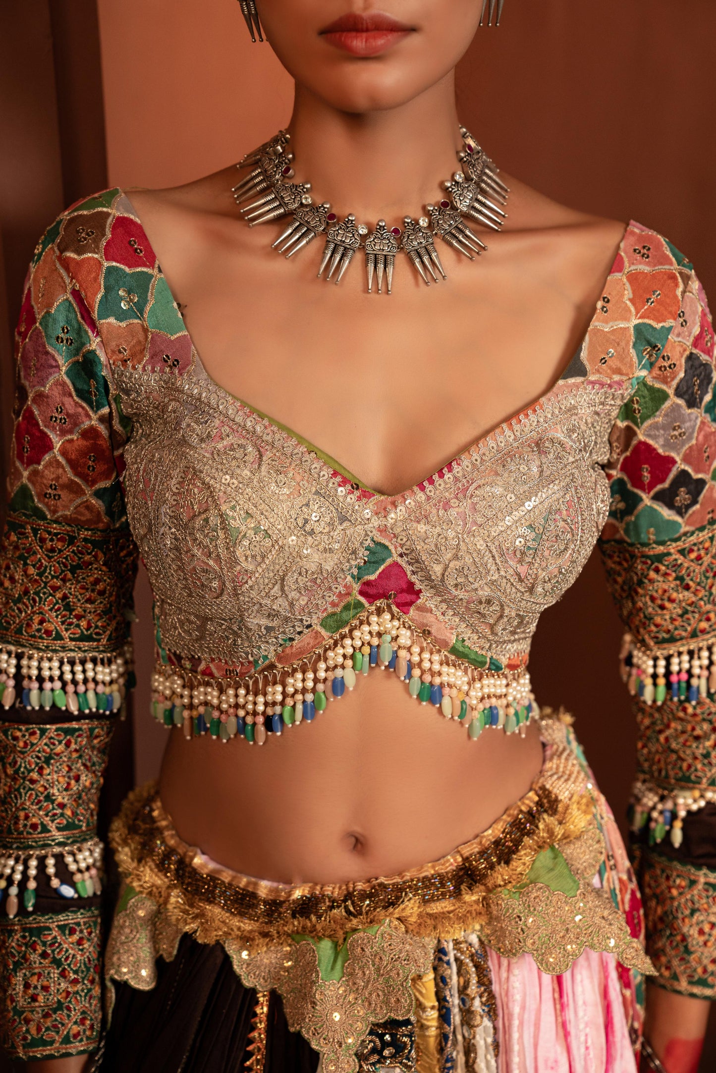 Devi Mogra Silk and Georgette Lehenga