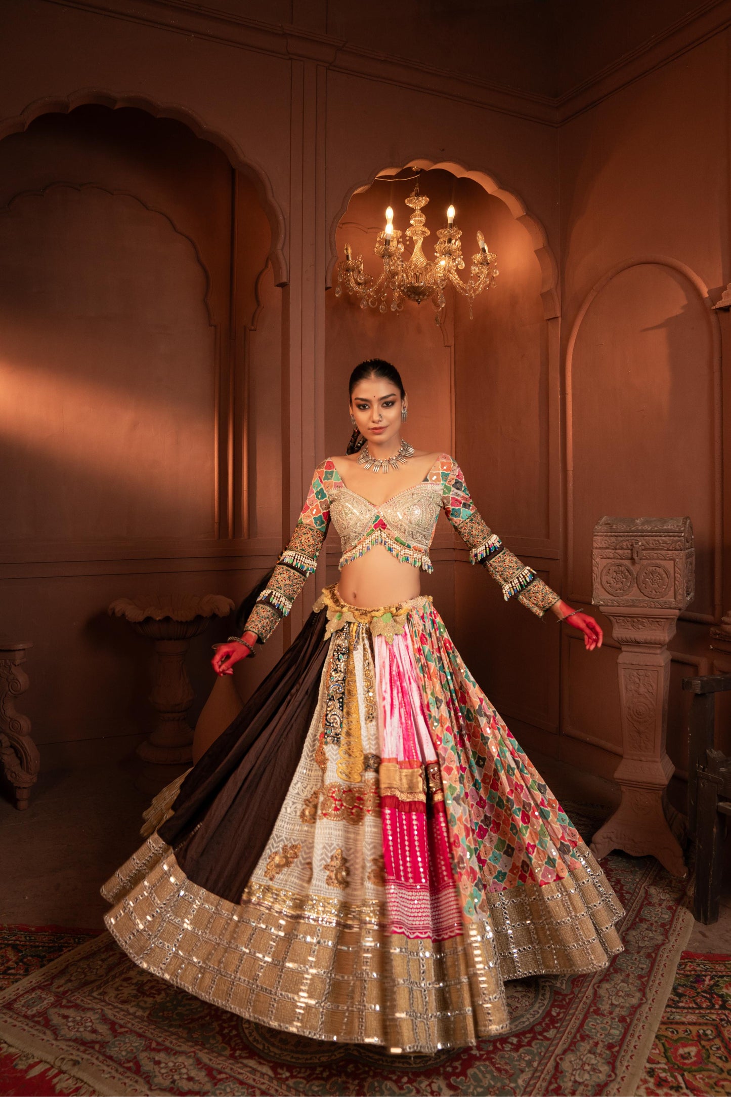 Devi Mogra Silk and Georgette Lehenga