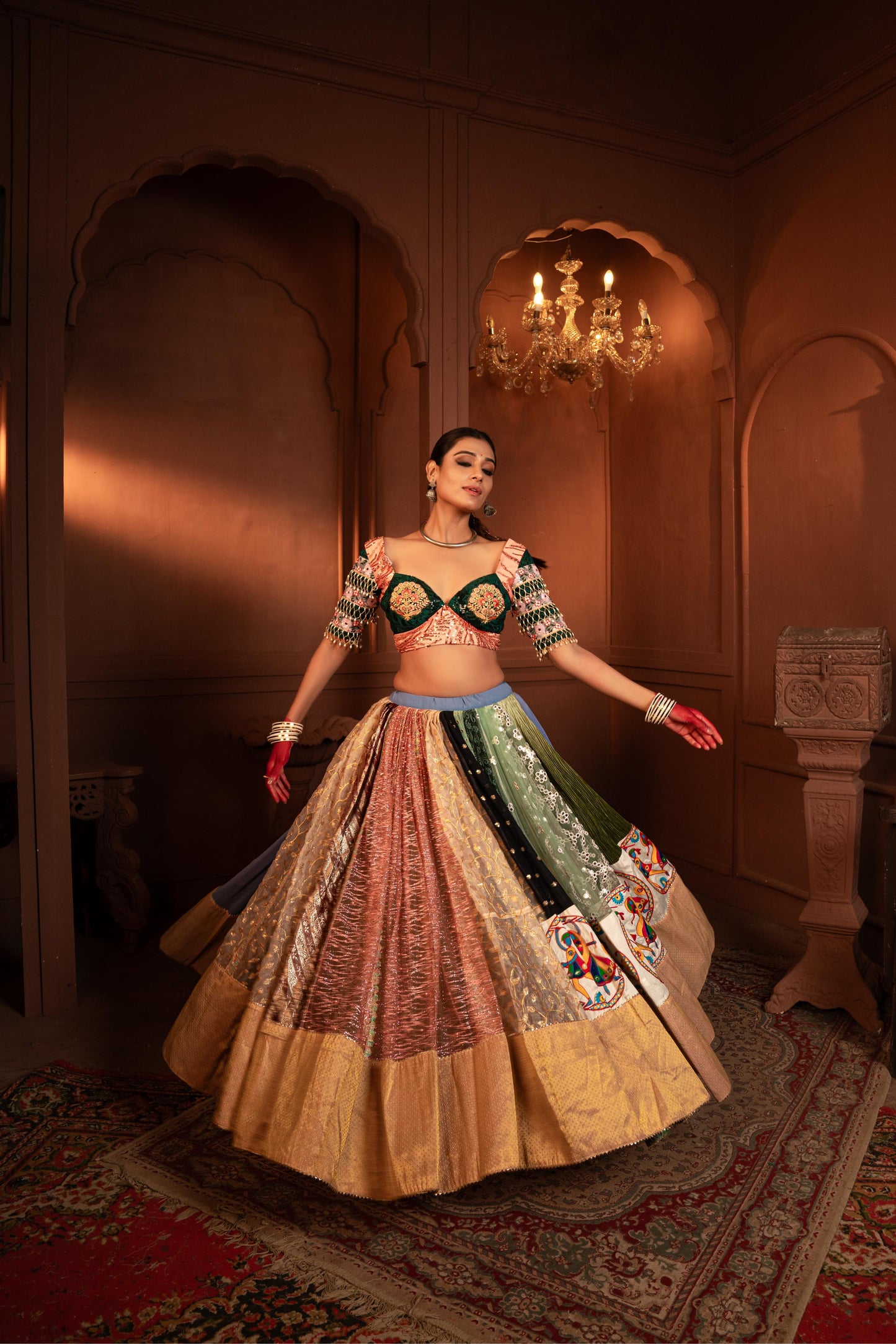 Devi Inayat Silk and Georgette Lehenga