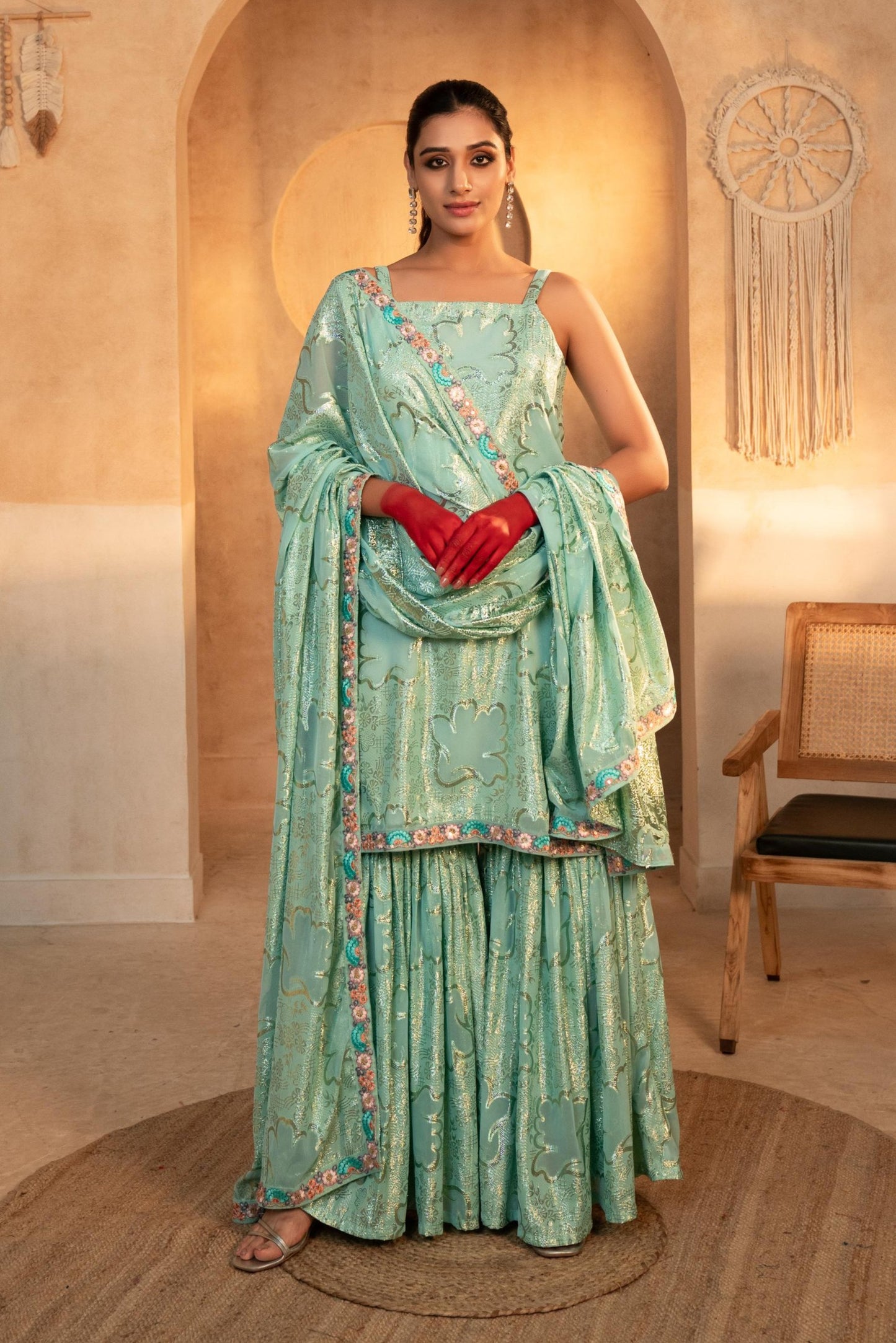 Tammanna Gulistan Georgette Sharara Set