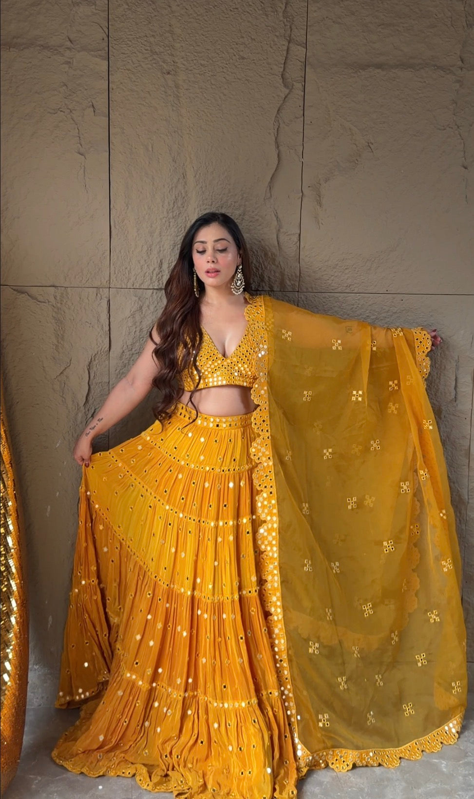 Orchid Flower Mirror Lehanga Set