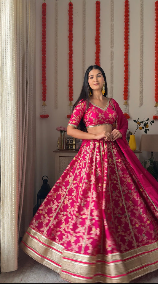 Baby Pink Blossom Lehanga Blouse Dupatta