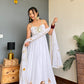 White Gold Anarkali Gota