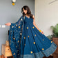 Fusionic Blue Floral Gota Work