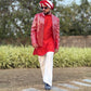 Red Radiant Mirror Jacket with Kurta