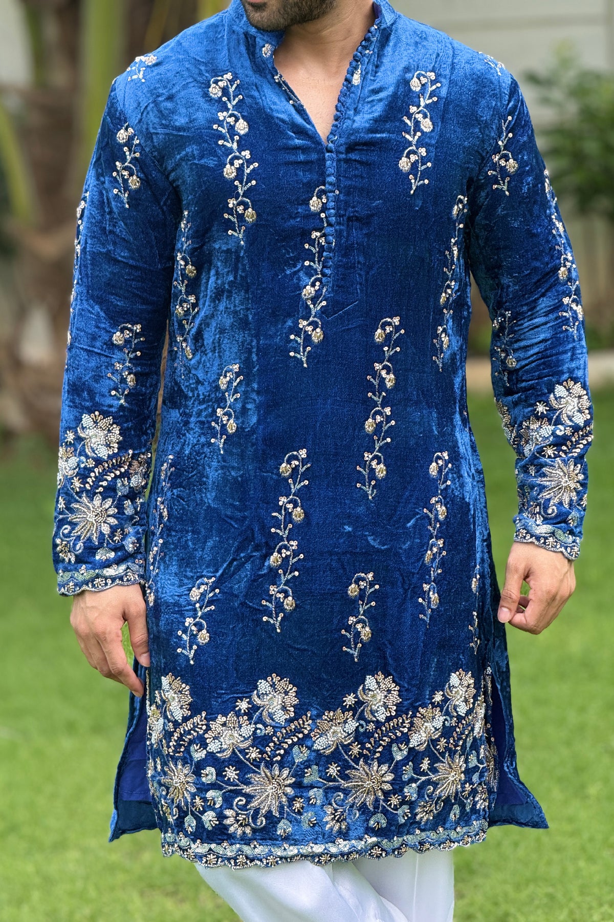 Neel Velvet Nawab Kurta