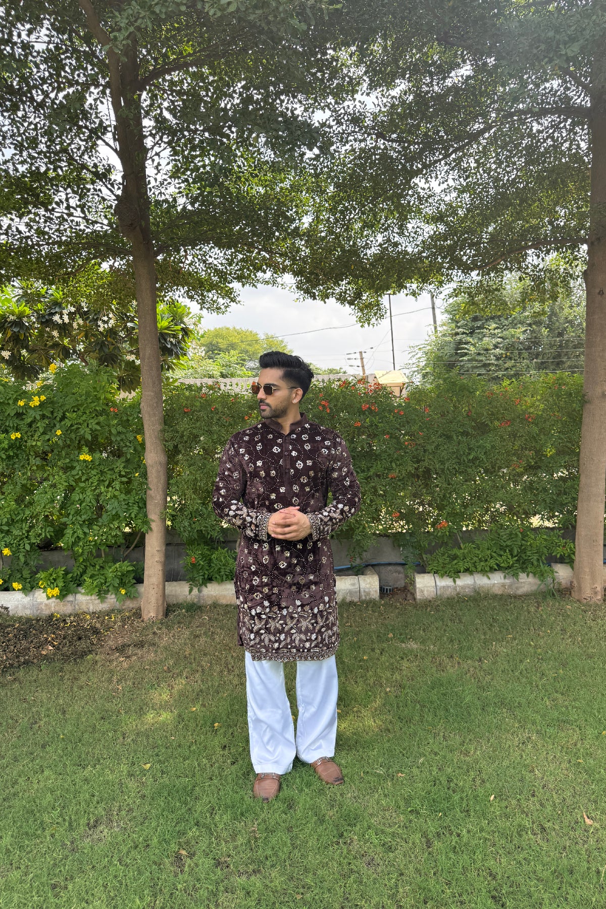 Chocolate Swarnim Velvet Kurta