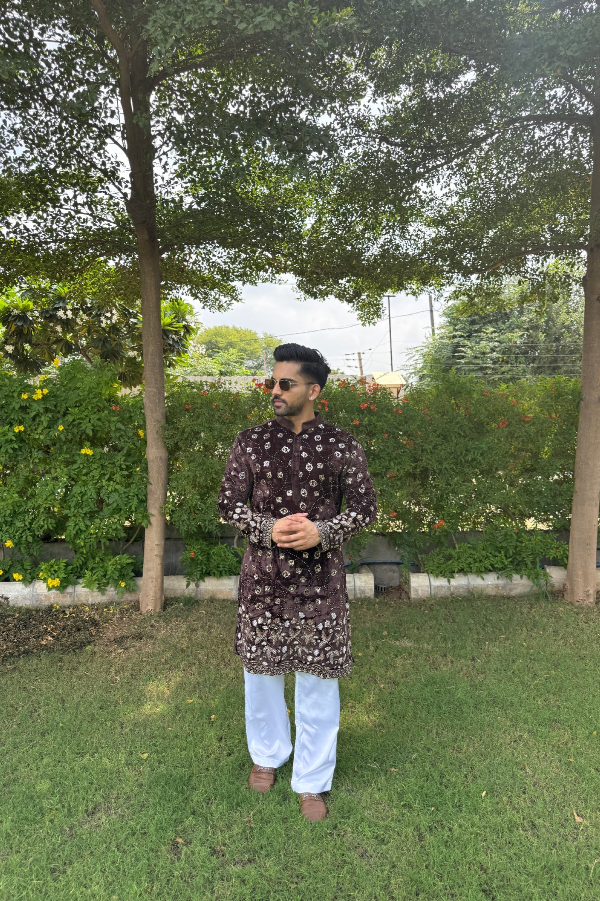 Chocolate Swarnim Velvet Kurta