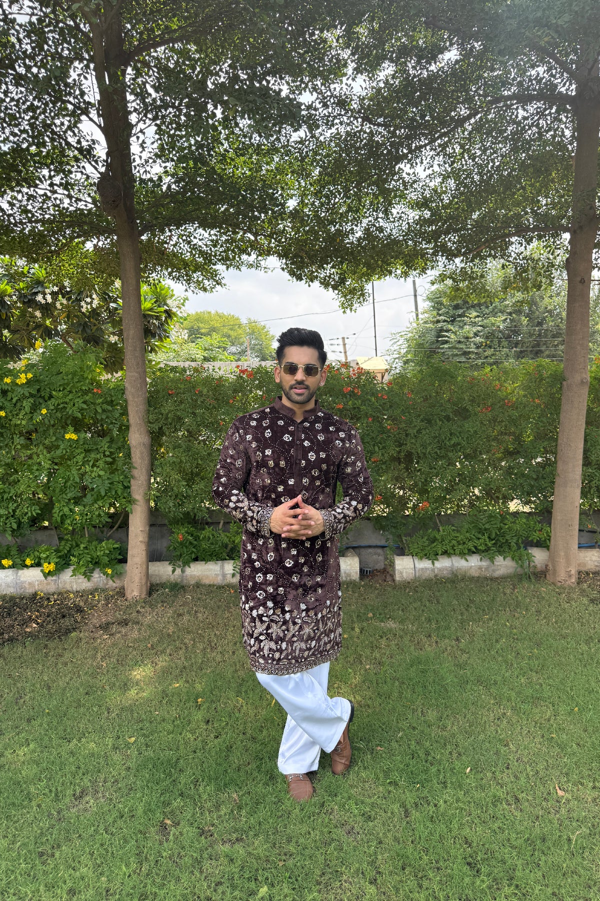 Chocolate Swarnim Velvet Kurta