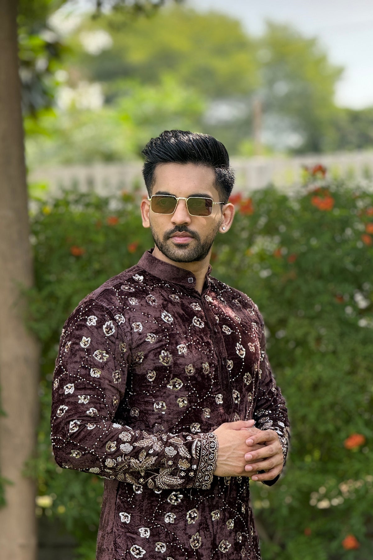 Chocolate Swarnim Velvet Kurta