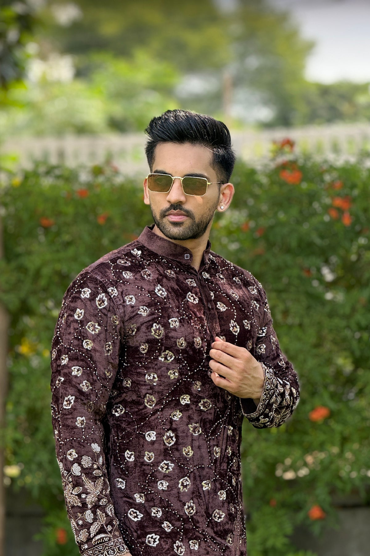 Chocolate Swarnim Velvet Kurta