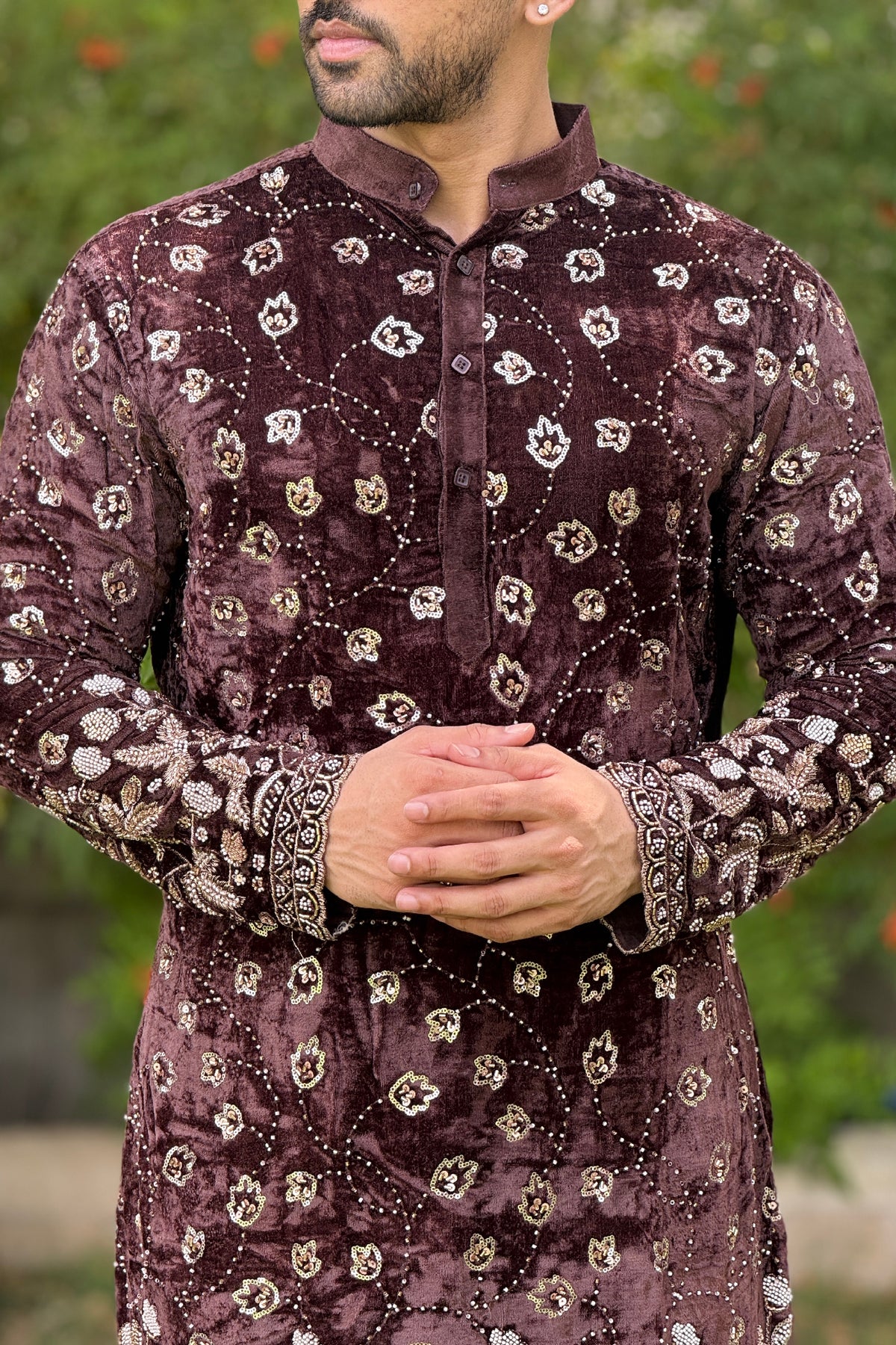 Chocolate Swarnim Velvet Kurta
