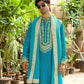 Cadet Blue Zardosi Work Kurta And Dupatta