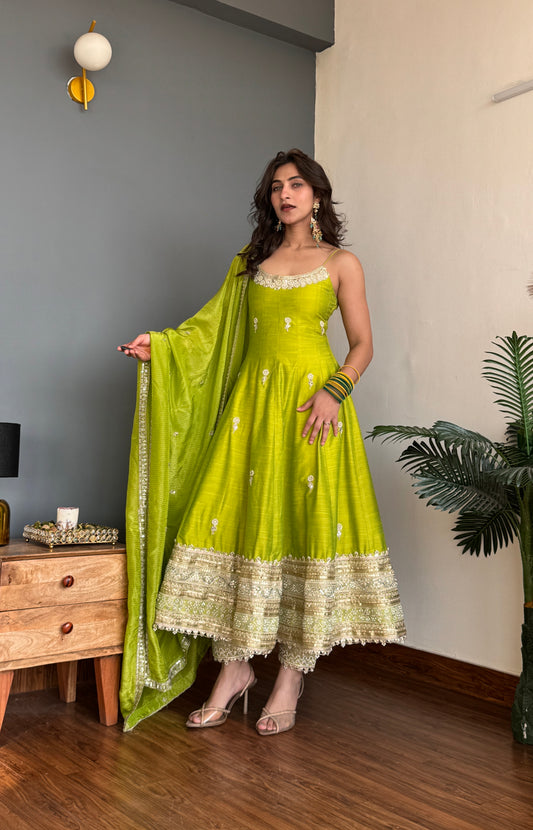 Aarika Lime Green Anarkali Set