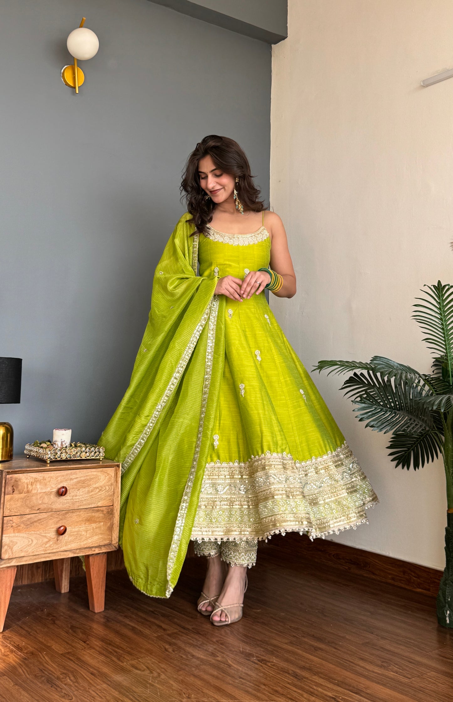 Aarika Lime Green Anarkali Set