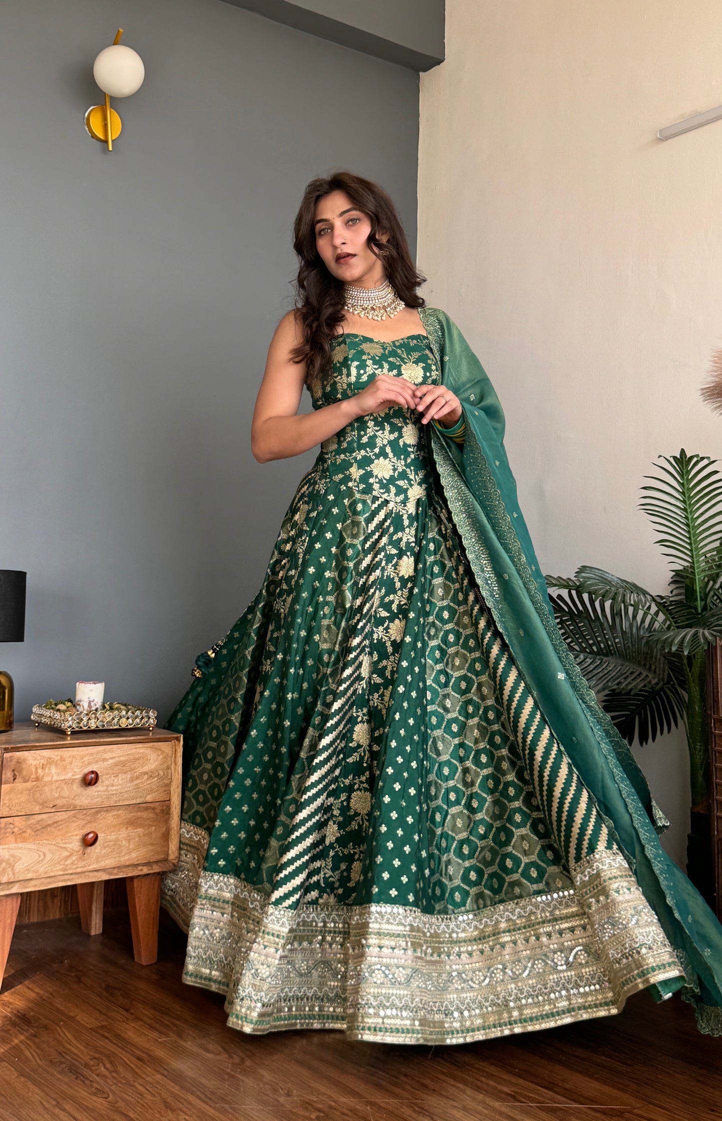 Emerald Vanya Corset Lehanga