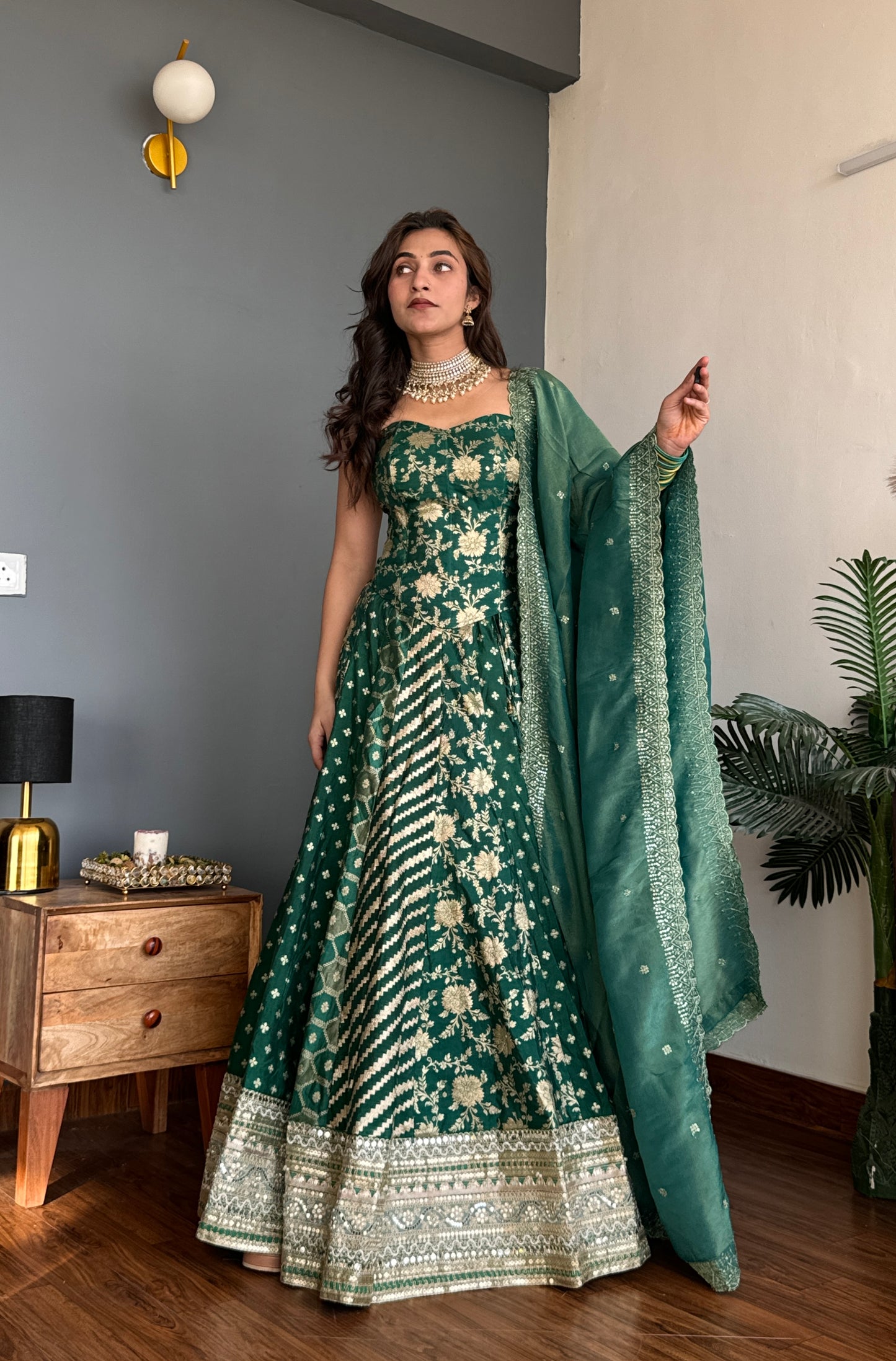 Emerald Vanya Corset Lehanga