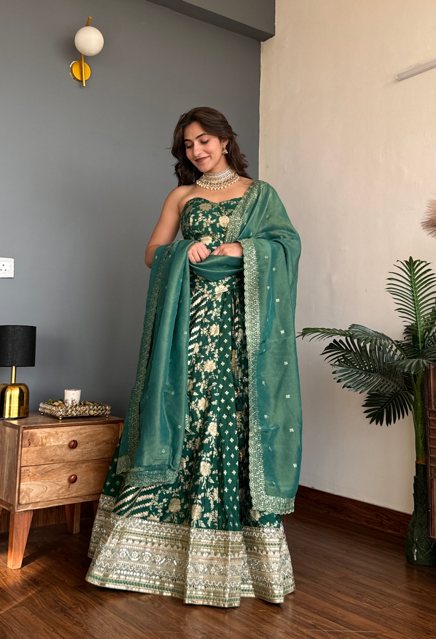 Emerald Vanya Corset Lehanga