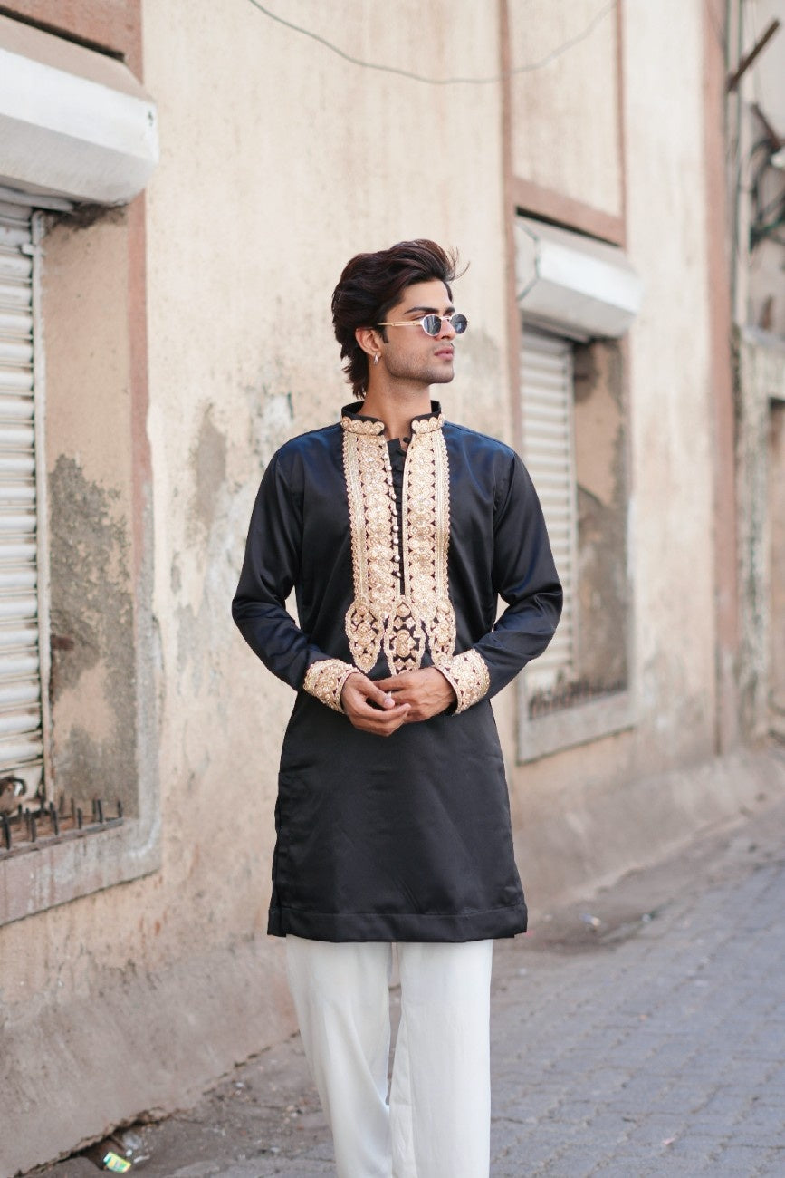 Rajtilak Black Kurta