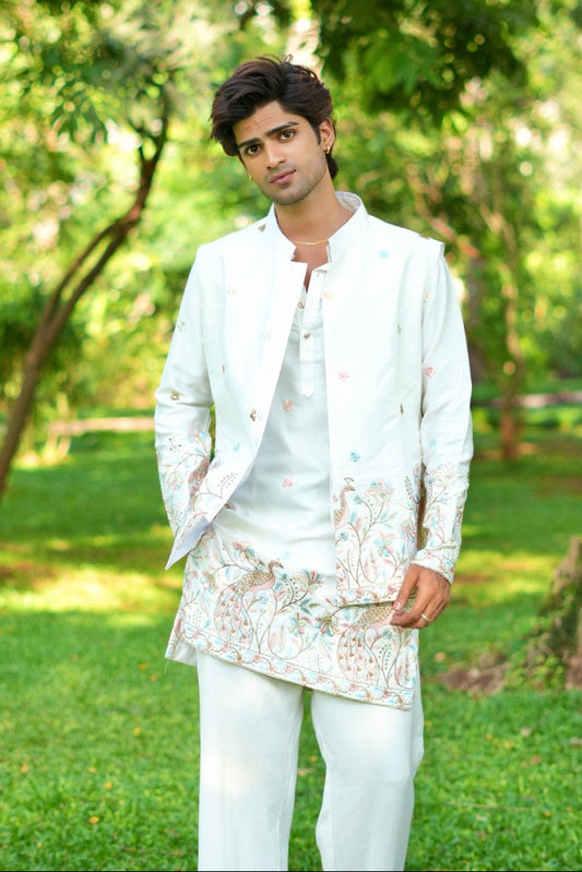 Rajkunwar Ivory Zardozi Koti Set