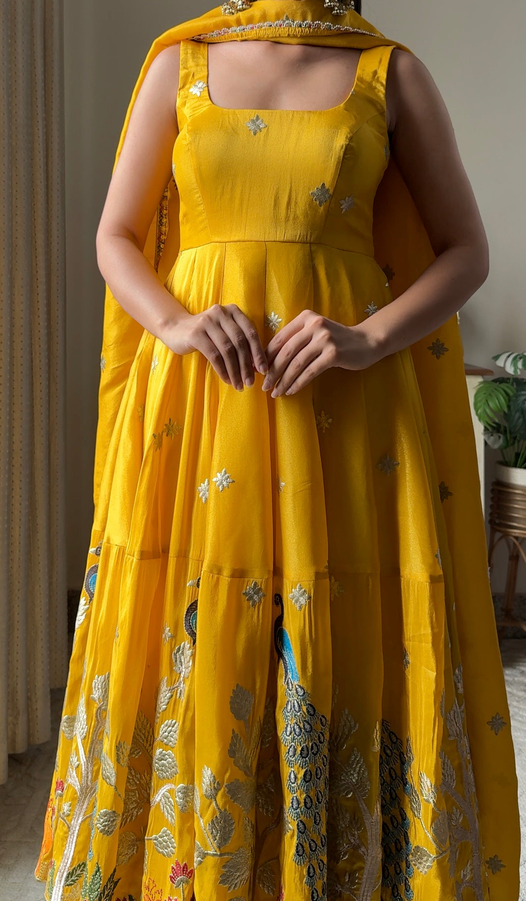 slim fit dress slacks 1950s Gold Floral & Peacock Brocade New Look Evening Dress