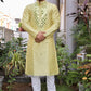 Green Silk Kurta with Elegant Mirror Embroidery