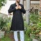 Black Sequin Embroidered Kurta