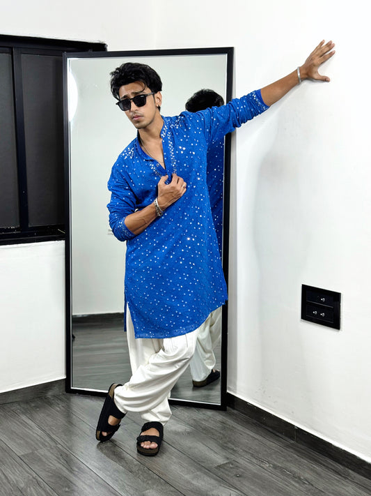 Blue Emerald Mirror Kurta