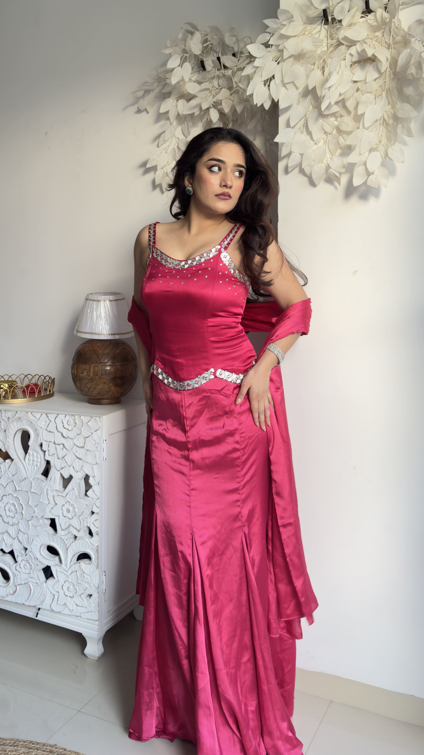 Strawberry Cord Set with Dupatta