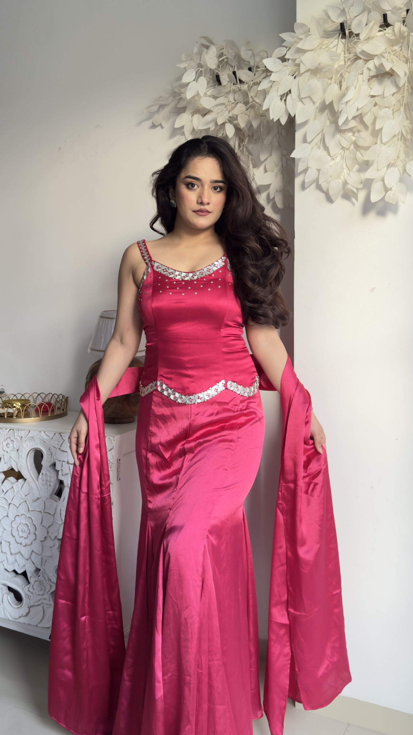 Strawberry Cord Set with Dupatta