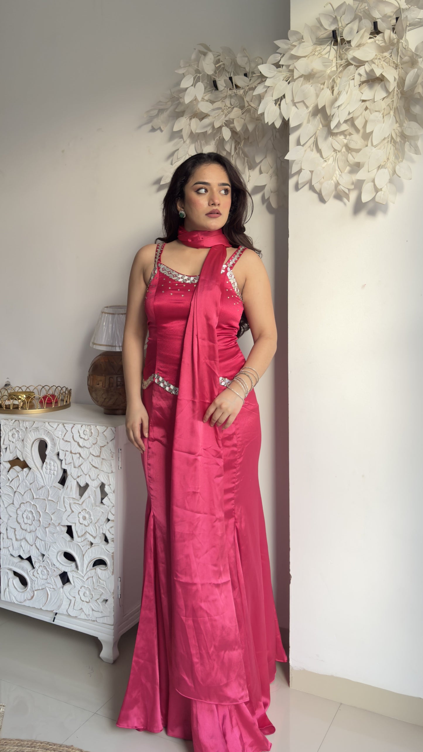 Strawberry Cord Set with Dupatta