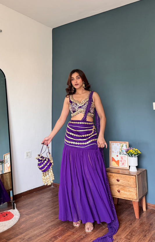 Violet Veda Draped Skirt Set